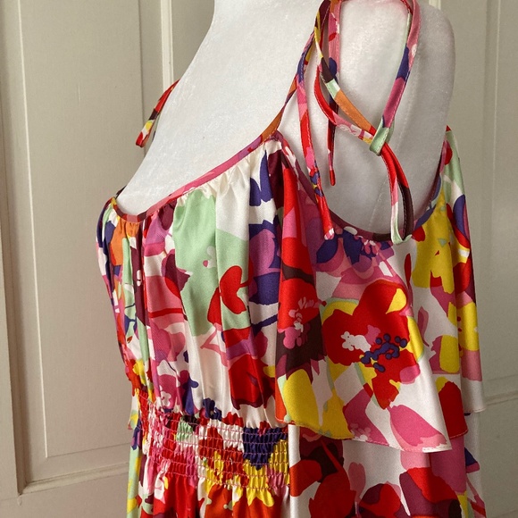 Boston Proper Floral Silk Dress w Spaghetti Ties SZ 16 - Picture 8 of 12